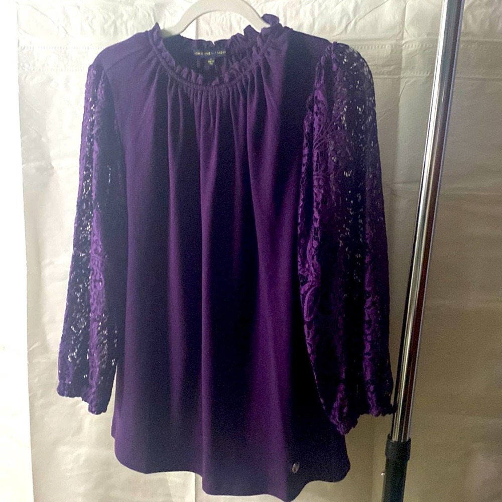 Adrienne Vittadini - Purple Lace Long Sleeve - Size L